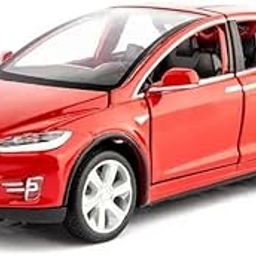 FEXXA 1:32 Scale Exclusive Alloy Metal Pull Back Die-cast Car Model with Sound Light Mini Auto Toy for Kids Metal Model Toy Car with Sound and Light? (Tesla -X90 - RED)-picture-14