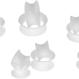 7 Pairs Lot Flexible Silicone Ear Gauges Thin Soft Plugs Flesh Tunnels White-image-12