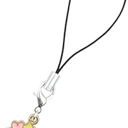 Cute Cupcake Phone Charm, Pink and Yellow Enamel, Heart Detail, Mobile Strap-35