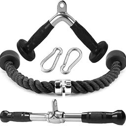 Combo of Gym Accessories attachments, Full Grip V Handle, Triceps Rope, Triceps Handle + Safety Locks-image-13