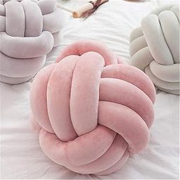 Jiggly-Poo Baby Play Ball/Knotted Ball Cushion,Cradle Decor/Baby Cot Decor/Decorative Pillow, Chunky Pillow, Woven Pillow,Color Choice,Home Sofa Nursery Decoration, Home Warming Gift (Knot Ball Pink)-picture-17