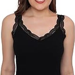Women's Padded Seamless Lace Trim Relaxed Fit Camisole/Inner, Removable Pads-image-34