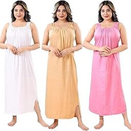 Women's Cotton Solid Maxi Nighty (Pack of 3) (SSNSH01-04_Multicolored_Free Size)-image-13