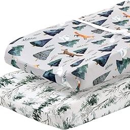 Pobibaby POBI Baby - 2 Pack Changing Pad Cover - Ultra-Soft Organic Cotton Blend, Animal Woodland Pattern, Safe and Snug for Baby (Magical)-picture-32