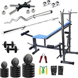 GoFiTPrO 52 KG Rubber Weight Home Gym WB with 8 in 1 Bench +5 Plain Rod + 3 Ft Curl Rod-picture-8