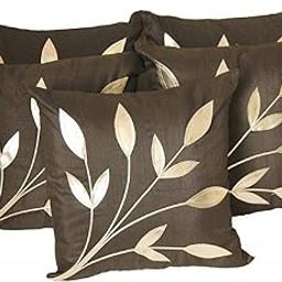 Decor India Cushion Covers Polyester 16x16 Inch Cushion Covers Closure for Hair and Skin Home Bed Sofa Chair Office Decor (Brown, Pack of 5)-image-90