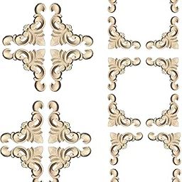 20 Pcs Wood Carved Applique,Wall Moulding Panels,Wood Appliques Onlays,Wall Decorative Panels for Home Decor DIY Cabinets Windows or Mirrors for Furniture Decoration-image-19