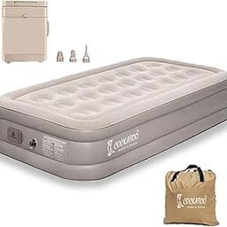 Cockatoo Aero Rest PVC Airbed with Air Pump, Inflatable Nozzle, Data Cable, Repair kit and Storage Bag,Foldable Mattress,Guest Air Mattress for Home Travel-Single Bed 190 * 99 * 40cm-Beige-image-82