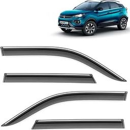 Malik Auto Car Compatible Wind Deflectors Rain Guard Door Visor Tata Nexon (2020 Onwards Model) - Chrome Lined, Polycarbonate, Smoke, Set of 4 Pcs-picture-17