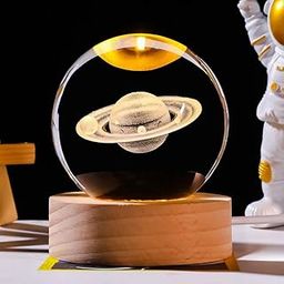 CraftVatika LED Night Light Saturan Crystal Ball Table Lamp for Kids Room Study Room, 3D Saturan Crystal Ball Night Light Lamp, USB LED Night Light for Kids, 2.4 Inch Glass Ball with Wooden Base-image-47