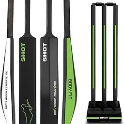 Bodyfit Shot Heavy Duty Plastic Premium Cricket Bat for Men, Women & Children | Lightweight| Full Size| | Hard Plastic Bat| Premium Cricket Wicket Set l 3 Stumps+2 Bails+1 Stand Set.(Floro Green)-image-65