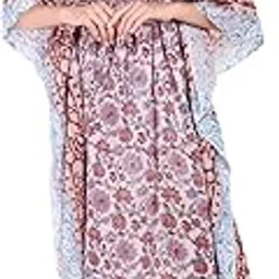 bohekant Semi Sheer Transparent Pure Cotton Women Stylish Hand Block Print Kaftan, Night Wear, Loungewear, Night Dress, Casual Wear-01-picture-3