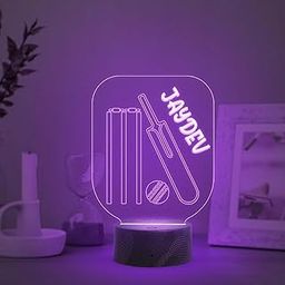 Gift Me Bazar Customized Cricket Desk Table Lamp | Bat with Ball lamp | Gift for Cricket Lover | Multicolored Light with Touch Control & USB Cable | Lamp for Sports Fans-picture-12