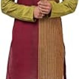Men's Handwoven Maroon & Olive Green Khesh Cotton Kurta – Asymmetrical Striped Design-image-48