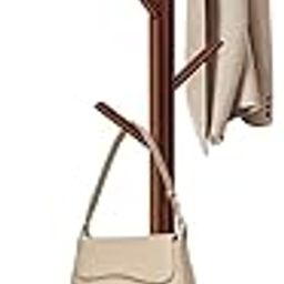 FROVA Wooden Clothes Hanging Stand with 8 Hooks | Free Standing Coat Hanger for Home | Ideal for Coats, Hats, Bags & Scarves | Cloth Stand for Bedroom | Brown | 9x9x68 inch, 1 Piece-image-15
