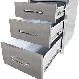 CARTNOVA‚Heavy-Duty 3-Shelf Stainless Steel Drawer Chest for Kitchen, Garage & Workshop Organization - 18"W x 23"H x 23"D-1