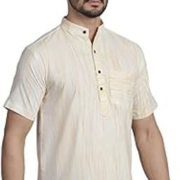 Black Striped Printed Men's Cotton Short Kurta-13