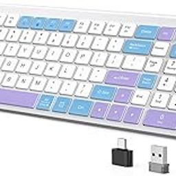 JOYACCESS Wireless Keyboard,Ergonomic Computer Keyboard,Silent Compact Cordless,Low Profile with Numeric Pad for Mac/Windows/PC/Desktop/Laptop-Purple Blue-image-11