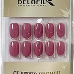 Delofill Profeesionl Glitter French Nails Set – 24 PCS Red Press-On Nails with Gel Polish Effect (S-9)-26
