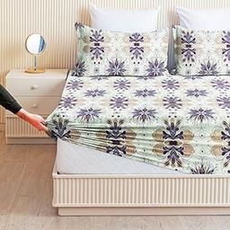 BSB HOME Premium Cloud Cotton Fitted Bedsheets with 2 Pillow Covers for King Bed | 300-320 TC | Size 78x72+10 Inches | Pistachio Green| Soft, Durable and Deep Pocket 360 Fitted Sheet-image-88