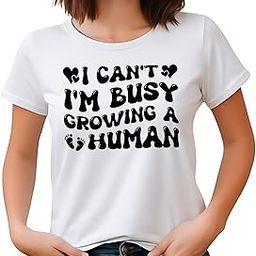 Maternity T-Shirt I Can't, I'm Busy Growing a Human Pregnancy Trendy Tee-image-46