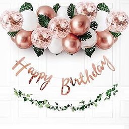 Party Propz Rose Gold Birthday Decoration Items -37Pcs Birthday Decorations Kit With Balloons & Artificial Leaves |Rose Gold Confetti Balloons for Birthday| Birthday Banner for Decorations (Cardstock)-image-58
