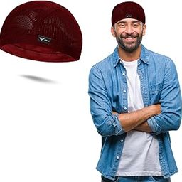 XTRIM Unisex Helmet Skull Cap for Bikers & Cyclists, Cotton Head Cap, Hair Inner Helmet Cap for Men, Sweat Cooling Beanie Cap for Men for Women, Skull Mask for Summer, Bike Accessories (Red)-image-67
