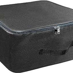 FabPax Nylon Wardrobe Bag Underbed Moisture Proof Cloth Storage Organizer, Storage Box for Clothes Saree Bags with Zippered Closure & Handle 37x35x23 cm Square (Black, SET OF 1)-0