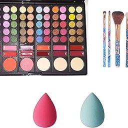 Khelni® 78 Color Eye Shadow Palette+5PC Makeup Brush+2PC Makeup Sponge-image-42