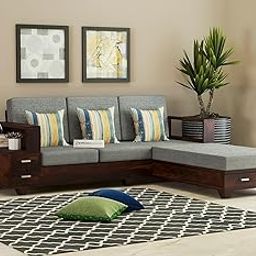 FURNESHO Solid Sheesham Wood 4 Seater L Shape Sofa Set with Storage for Living Room Bedroom Home Office Hotel with Cushions | Wooden Sofa Set | Walnut Finish, 4-Person Sofa-image-97
