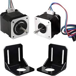 REES52 Professional 3D Printer CNC Kit, 2 Pcs Nema 17 Stepper Motor 1.7A 59Ncm(84oz.in) 47mm with 2 Pcs Bipolar Stepper Motor Cables + 2PCS L-Bracket with Screws-79