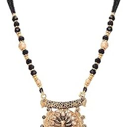 BFC- BUY FOR CHANGE Traditional Antique Kundan Diamond Designer Long Black Bead Gold Mangalsutra For Woman_A16-image-20