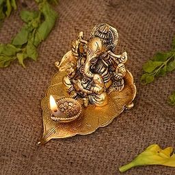 Collectible India Return Gift Ganesh Idol on Leaf - Lord Ganesha with Diya - Metal Diya for Diwali Decoration Items Home Decorative Gift Puja Gifts Corporate, Diwali Gift Item-image-21
