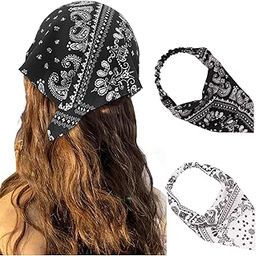 2 Pcs Crochet Headband for Women, Head Scarf for Women, Stylish Scarf, Hair Scarf Set for Outdoor Activities and Daily Fashion, (White and Black)-image-102