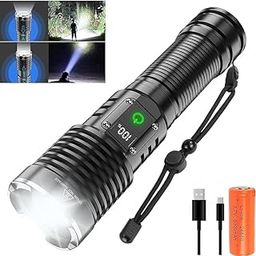 Kresal 250000 High Lumens LED Torch with Power Display,Super Bright Rechargeable Flashlight,Type-C Fast Charging Flash Light with 5 Modes, IPX6 Waterproof Durable Torches for Camping Hiking Emergency-20