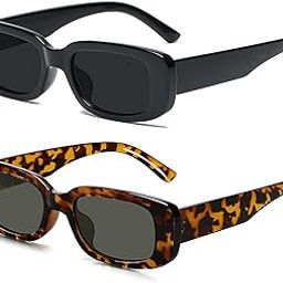 Rectangle Sunglasses for Women Retro Driving Glasses 90?s Vintage Fashion Narrow Square Frame UV400 Protection-image-47