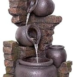 Holiness Craft 48 inch Long Brick Pot Water Fountain for Home Decor | Indoor Tabletop Office | Lawn Balcony | Gift Gifting with LED Lights Water Pump | 4 Feet Brick Matka Water Fountain (Dark Brown)-image-8