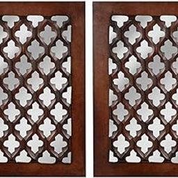 WHF Wood Painted�Wall�Hanging Jharokha Inside Mirror,�Wooden�Wall�Hanging,�Wooden�Wall�Panel (8.5x11.5,) inches Set of Two.(�Brown), Rectangular, Framed-image-18