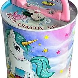 Right Coin Bank Tin with Handle for Kids | Piggy Bank for Kids | Money Bank Reusable Savings Box with Secure Key Lockable Lid | Money Box Gift Item for Kids Ages 3+ (1, Rainbow Whirl)-image-16