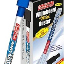 Soni Officemate Fine Tip Whiteboard Marker with Duster On Cap - Pack of 10 (Blue)-picture-15