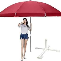 RAINPOPSON Outdoor Garden Umbrella With Stand Big Size Patio Garden Umbrella (Maroon) 8Ft-23