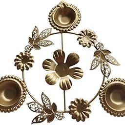Advikart Diwali Decorative - Flower Urli Metal Showpiece | Festival Home Décor Items for Pooja Room, Living Room | Traditional Handcrafted Metal Art for Diwali Decoration | Gold-image-32