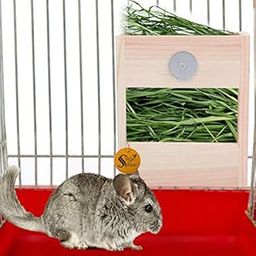 Sage Square Natural Wood Cage Attach Hay Rack/Grass Feeder/Holder for Rabbit/Guinea Pig/Ferret-4
