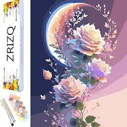 ZRIZQ Paint by Numbers for Adults, Beginners, Moon Flowers, Paint by Numbers Kits for Kids on Canvas, DIY Oil Painting, Acrylic Paints for Home, Wall Art, Decor (12 x 16 inches)-image-56