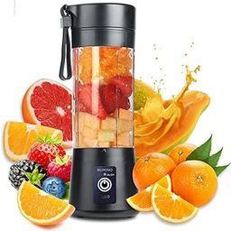 ROMINO Portable Juicer Mixer Blender For Smoothies And Juices, Rechargeable 6 Blades Mini Bottle Juicer Blender Smoothie Shaker, Electric Travel Juice Maker Fruits Juice Grinder -380ml-6