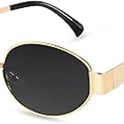 Retro Vintage Oval Sunglasses for Women & Men | Trending, Stylish & Durable Metal Trendy Frame 90s Sunglasses with UV 400 Protection lenses-image-43