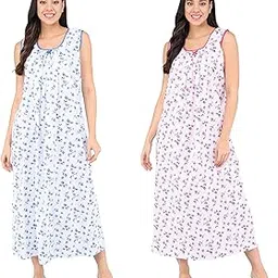 shararat Women's Cotton All Over Print Maxi Nighty|| Featured in Shark Tank India ||-picture-21