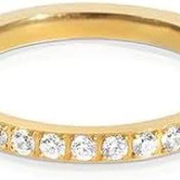 18K Gold Plated Classic Diamond Ring for Women Yellow Gold Finish Waterproof & Anti-Tarnish Fancy Design Modern Office Wear and Casual Jewelry-4
