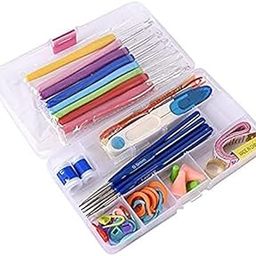Trexee 53 Pcs Crochet Hook Set, Needle Arts | Crochet Hooks Knitting Needles Yarn Knitting Needles Kit | Crochet Hooks Set Soft Aluminum Blunt Needles Sewing Tools Kit-31