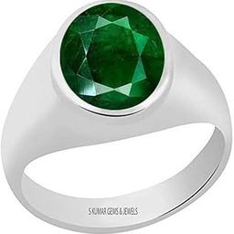 Certified Emerald Stone/Panna Stone 5.25 Ratti Silver Ring for Men and Women-image-7